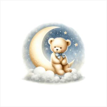 Bügelbild - Bär mit Wolke und Mond