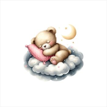 Bügelbild - Bär schlafend auf Wolke