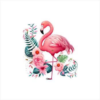 Bügelbild - Flamingo mit Blumen 1