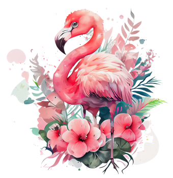 Bügelbild - Flamingo mit Blumen 2